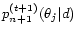 $\displaystyle p^{(t+1)}_{n+1}(\theta_j\vert d)$