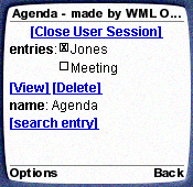 WML UI for a Agenda object.