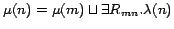 $\mu(n)=\mu(m)\sqcup\exists R_{mn}.\lambda(n)$