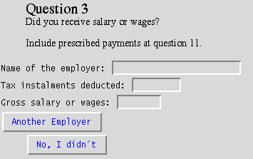 Form after user presses "Yes" button